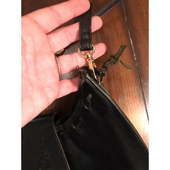 Vera Pelle Black Embossed Leather Purse Crossbody Bag - Picture 10 of 12